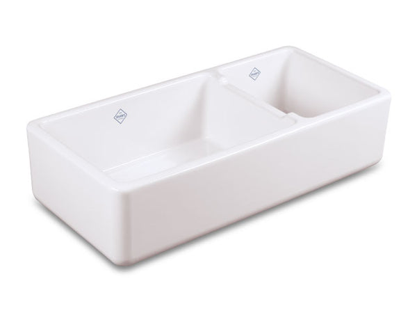 Rohl Shaws 40 Fireclay Double Bowl Farmhouse Apron Sink White Rc4019