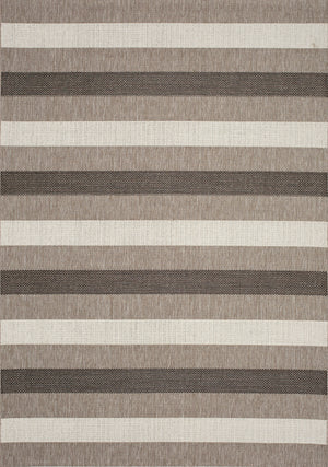 Terra Stripes 5'3" X 7'7" Outdoor Area Rug - Cream, Taupe and Brown