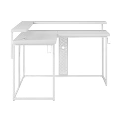 Vega L-Shape Gaming Desk - White-on-White