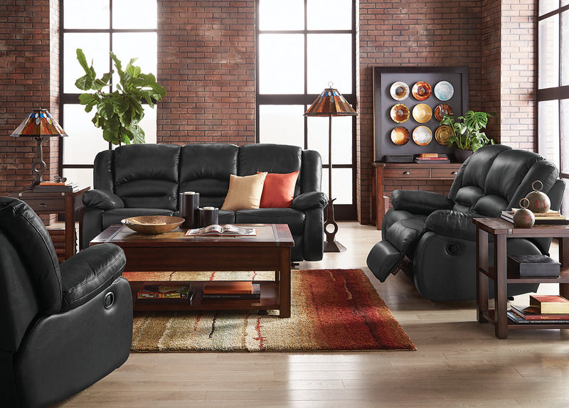 toreno black genuine leather seating power reclining sofa