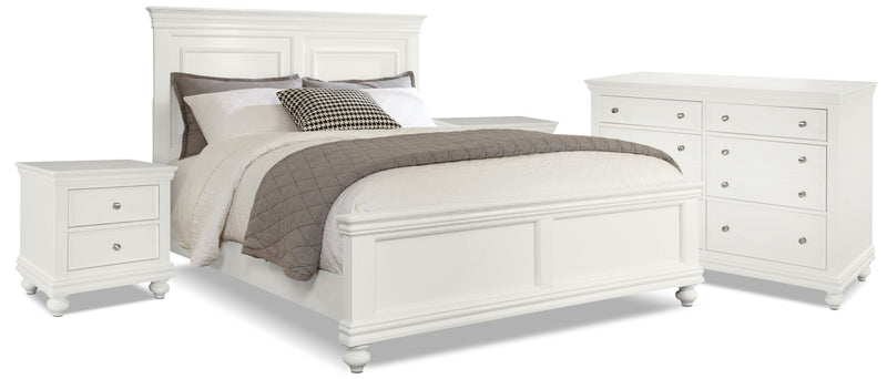bridgeport 6-piece queen bedroom package with 2 nightstands – white