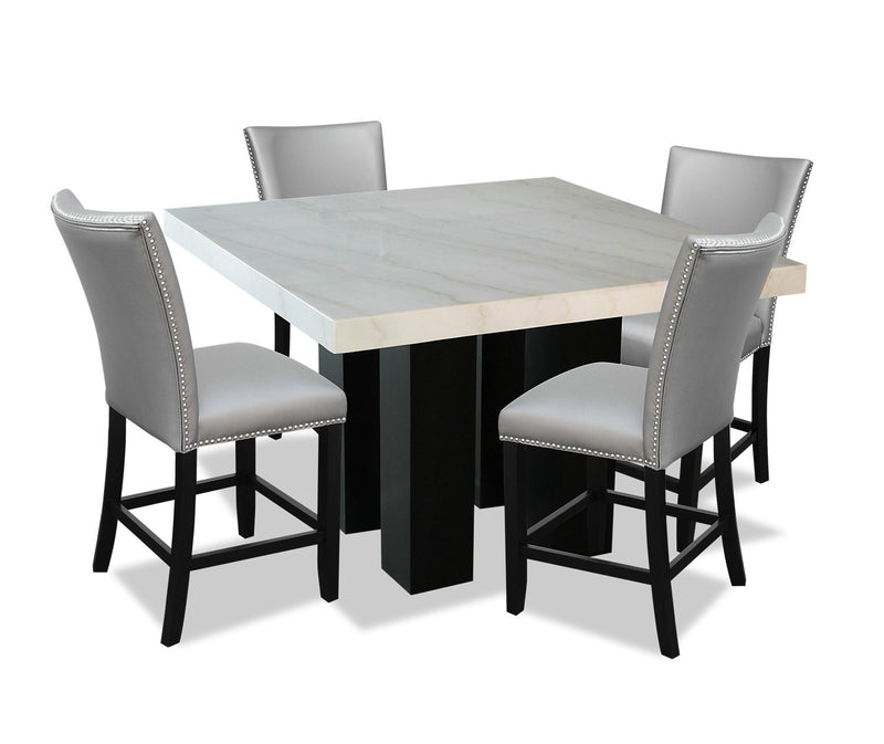 5 piece marble counter height dining set