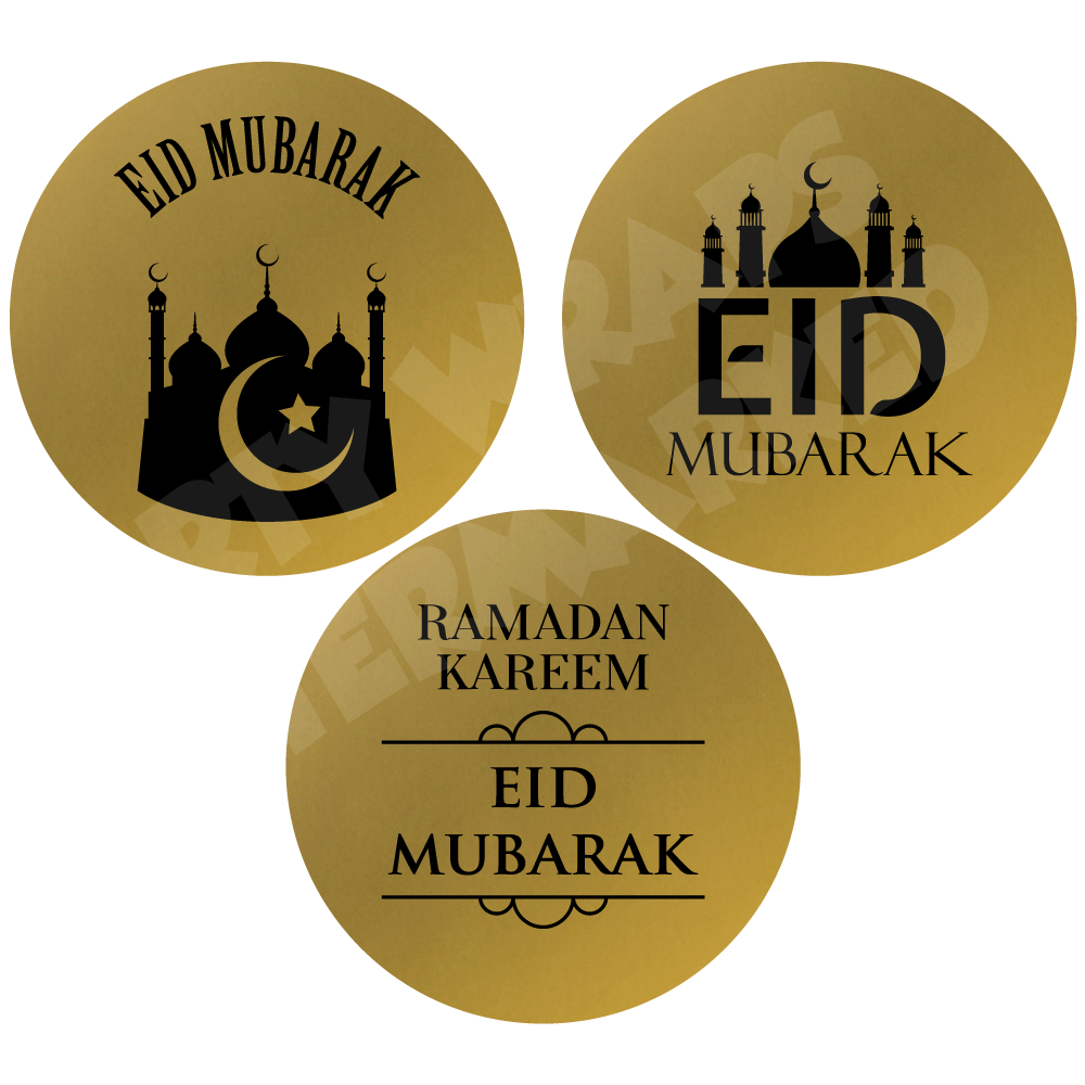 15 Eid Mubarak Ramadan Kareem Gold Stickers Partywraps