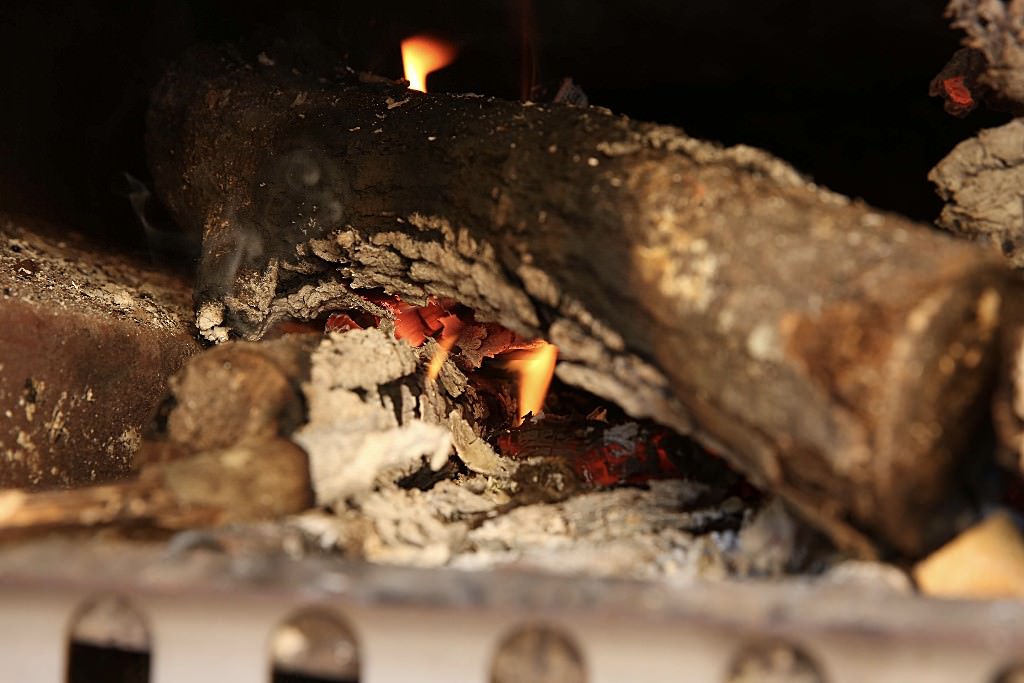 Fire in the Fontana wood-fired oven