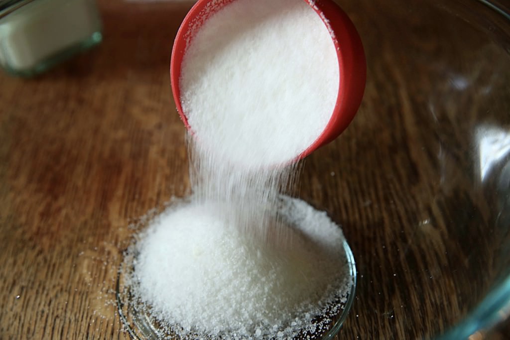 Sugar added for the Corn pudding casserole in the Fontana brick-fired oven