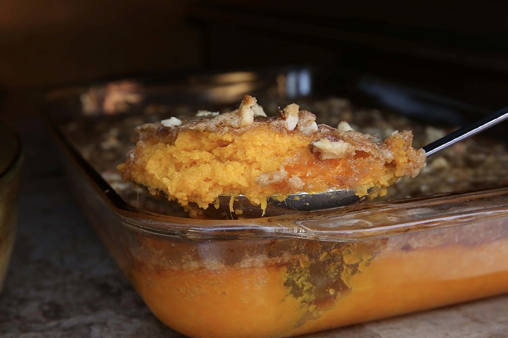Vickye's SWEET POTATO CASSEROLE baked in the Fontana wood-fired oven