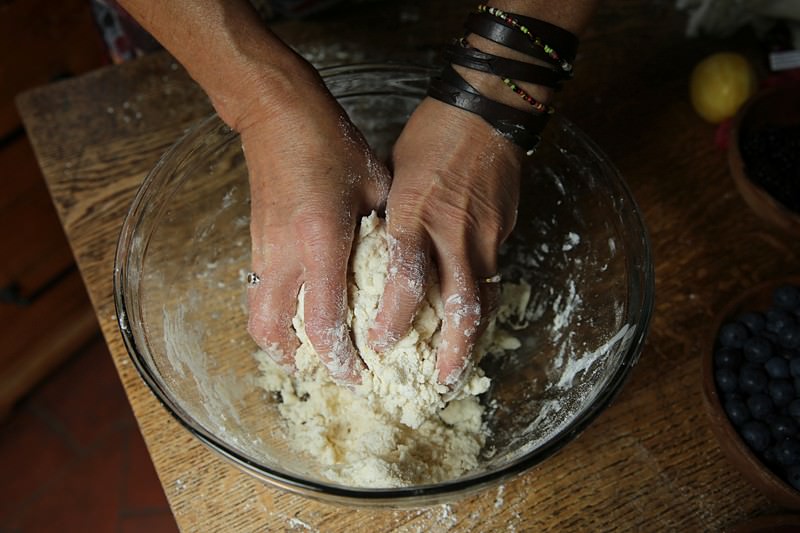 Gently press the dough into a ball.