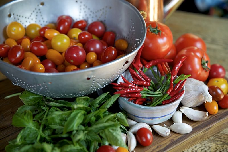 Ingredients for tomato bruschetta with Fontana Forni ovens