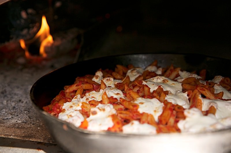 Leftover Pasta? Simply bake it in the Wood-fired Oven