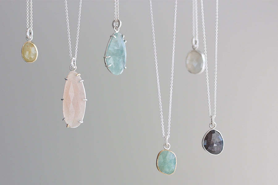 faceted collection pendants hanging