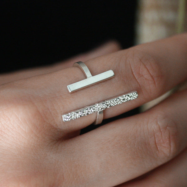 diamond dusted long adjustable ring