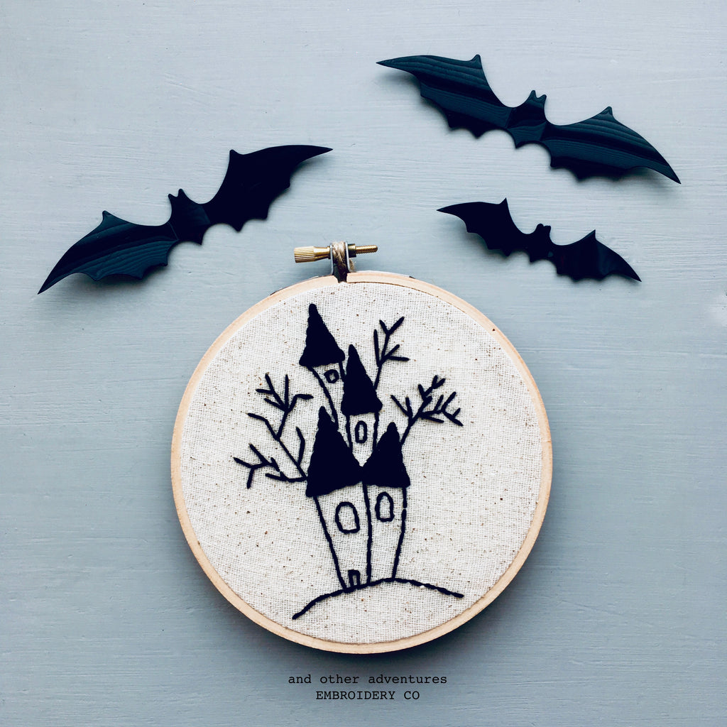 Halloween House Hoop Art Embroidery by And Other Adventures Embroidery Co