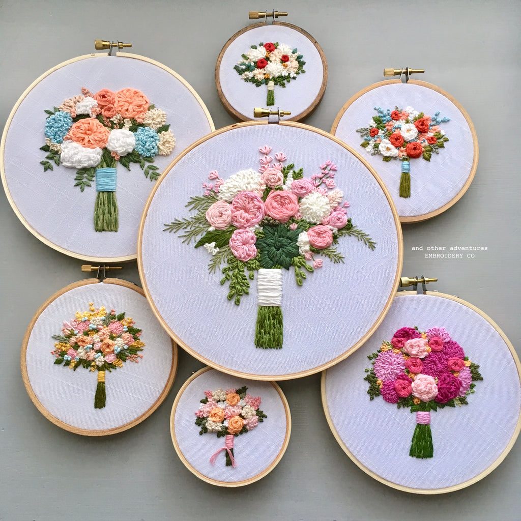 Hand Embroidery Flower Bouquet Hoop Art by And Other Adventures Embroidery Co