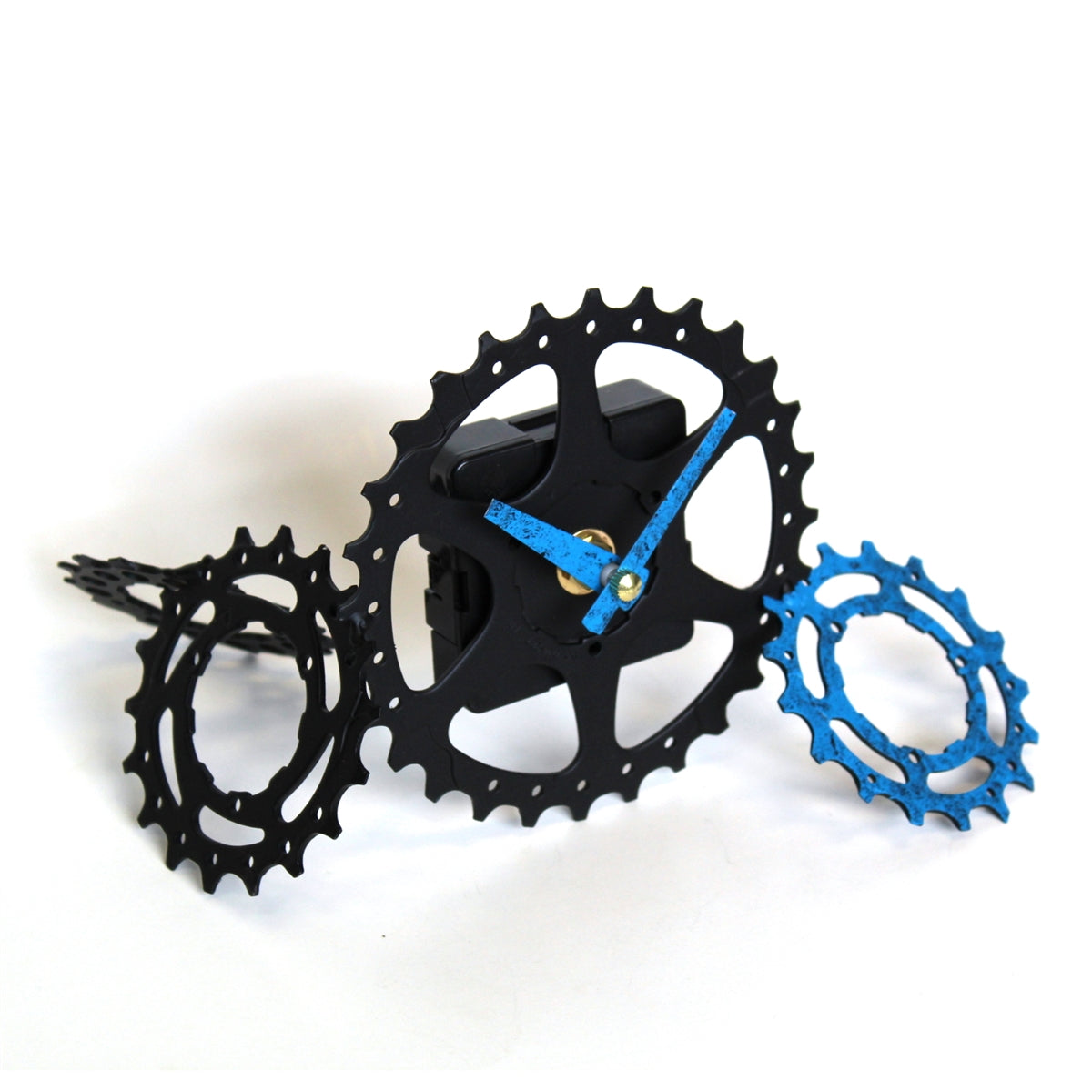 Recycled Scattered Gear Desk Clock Black And Blue Kickstand Culture