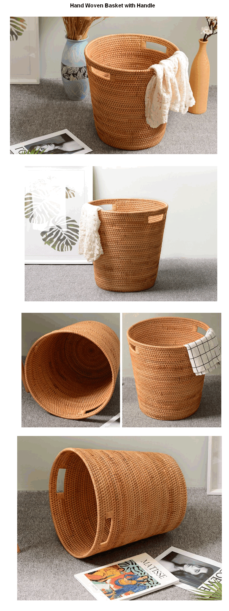 Large Hand Woven Storage Basket, Large Woven Basket, Vietnam Round Basket