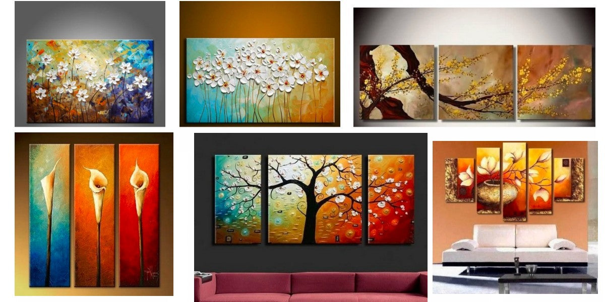 Acrylic Flower Paintings, Abstract Flower Paintings, Easy Flower Paintings, Modern Wall Art Paintings, 3 Piece Wall Art