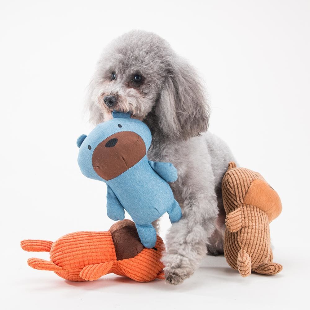 mr squeaky teddy plush dog toy - dog toys