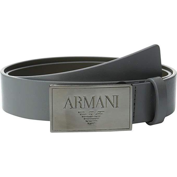 werper zout Uitleg Emporio Armani Boys Grey Leather Plate Belt – NorthBoys
