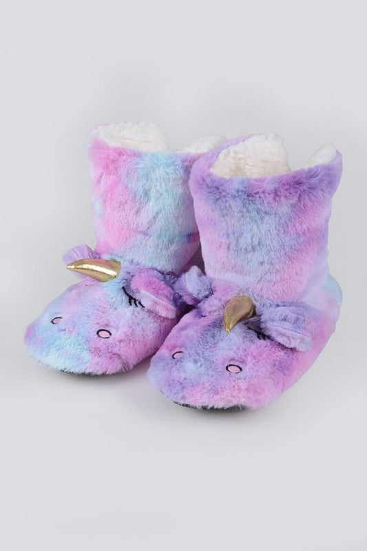 fuzzy rainbow slippers