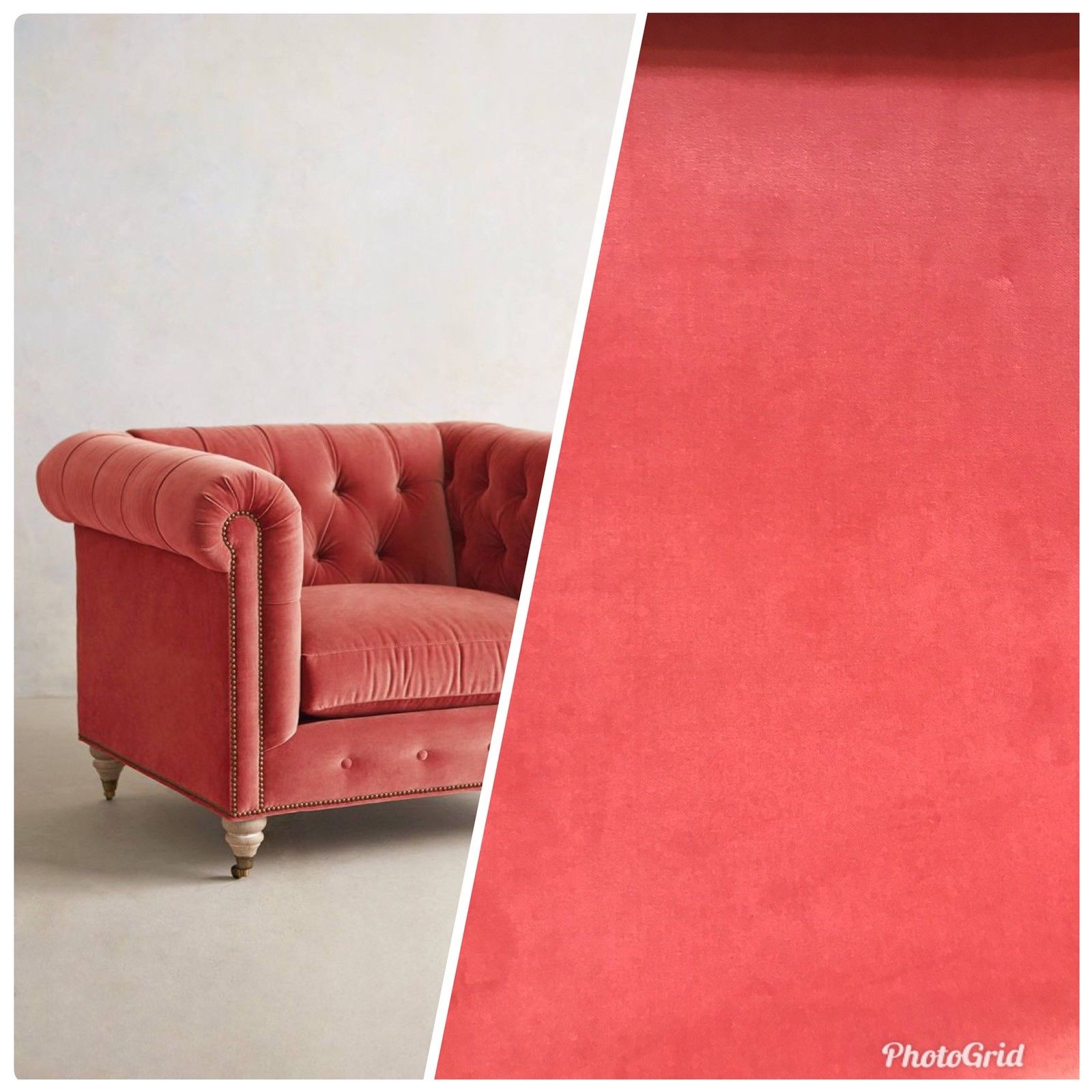 NEW! Coral Upholstery Weight Velvet Fabric