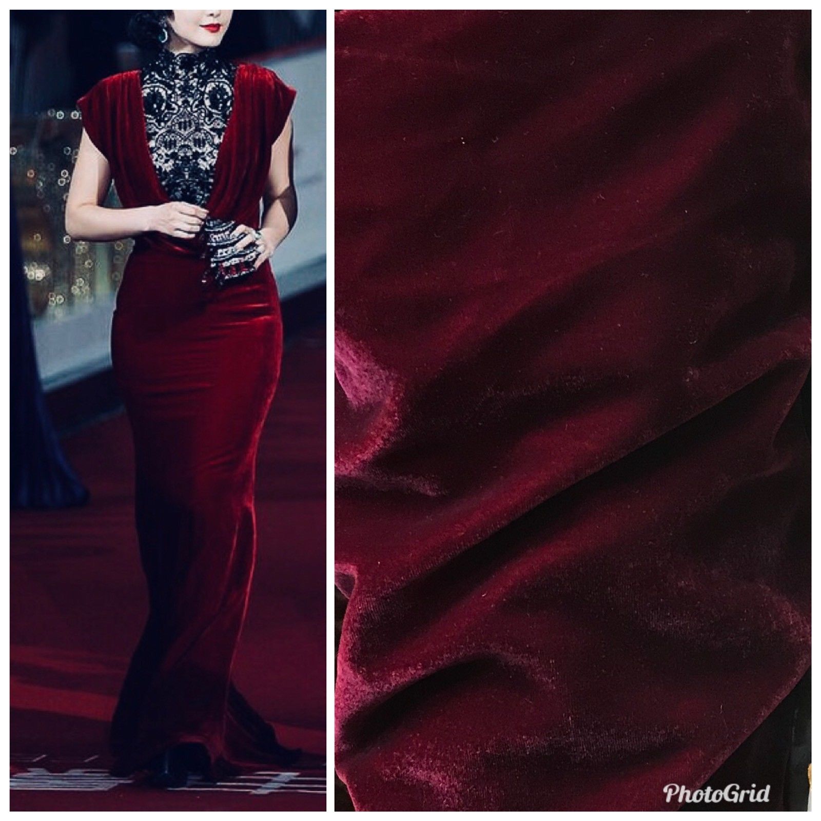 SALE! Designer Rayon Velvet Fabric - Antique Cabernet Red- By The Yard