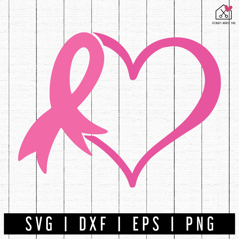 FREE Breast Cancer Awareness Heart Ribbon SVG - Craft House SVG