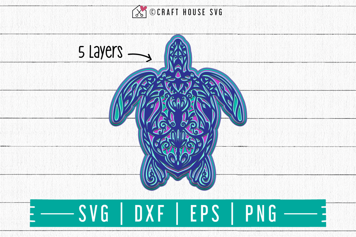 Free 3d Turtle Layered Mandala Svg Fb89 Craft House Svg