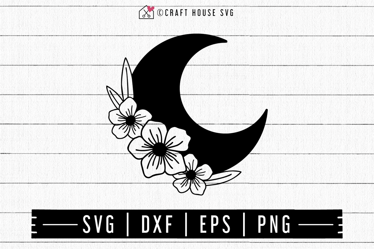 Free Floral Moon Svg Craft House Svg