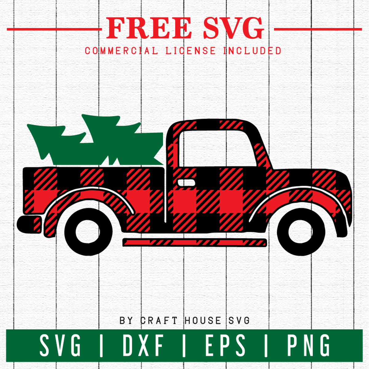 FREE | Plaid Christmas Truck SVG | FB12 - Craft House SVG
