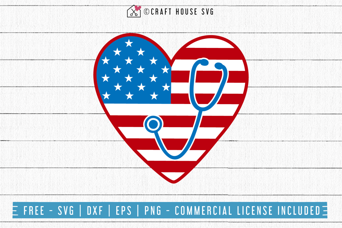 Free Stethoscope Heart American Flag Svg Fb76 Craft House Svg