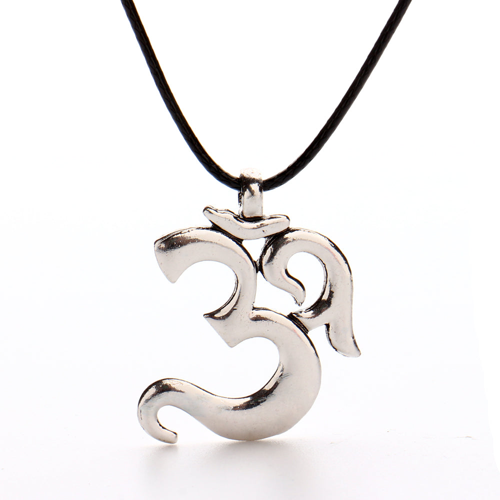 Ohm Aum Om Antique Silver Necklace Pendant Holyhindustore