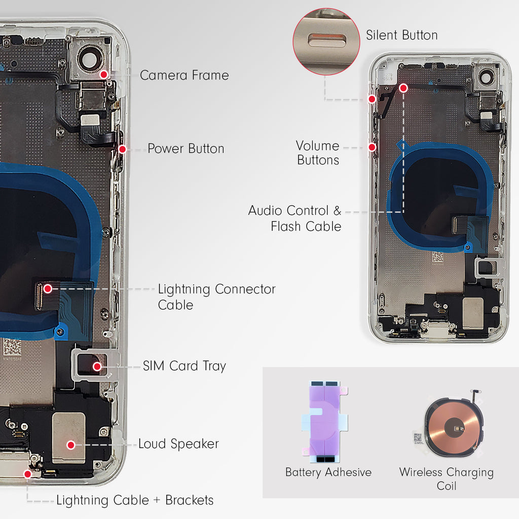 Small Parts iPhone XR Back Housing Assembly Metal MidFrame w/Back Glas 