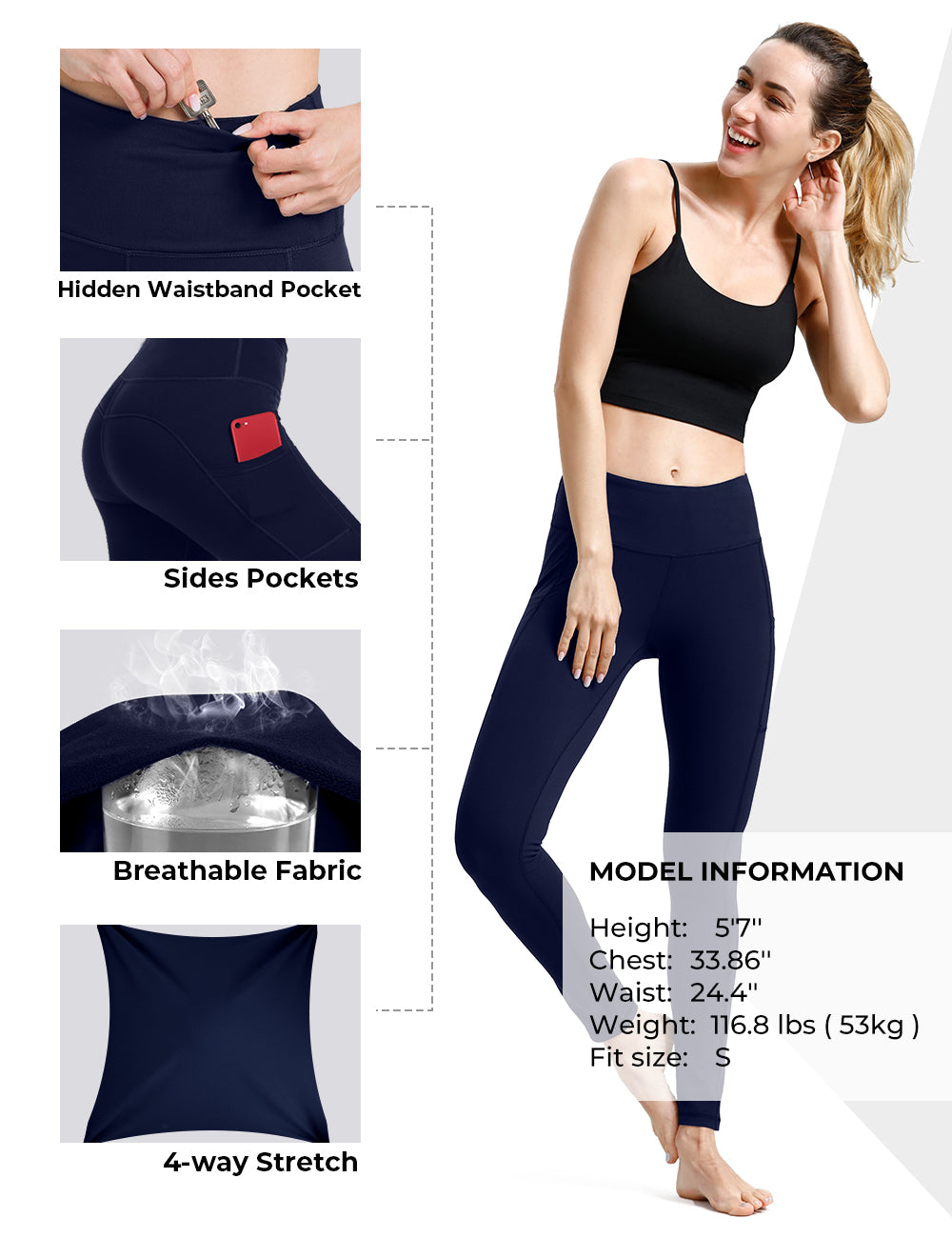 Royal Blue Women's Yoga Leggings - ALONGFIT
