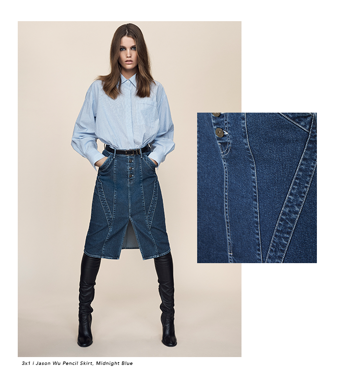 Jason Wu Pencil Skirt in Midnight Blue, Womens Designer Clothing | 3x1 Denim