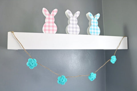 Aqua blue Spring & Easter flower farmhouse garland