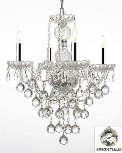 Authentic All Crystal Chandelier Chandeliers Lighting W/ 40mm Crystal Balls! 