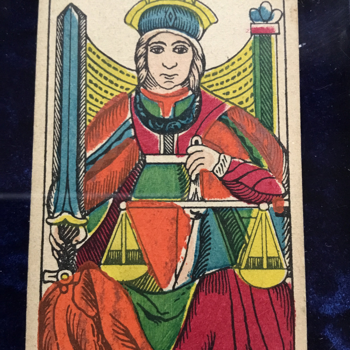 “justice” Historical Antique Hand Painted Tarot Card 1890s Deviant