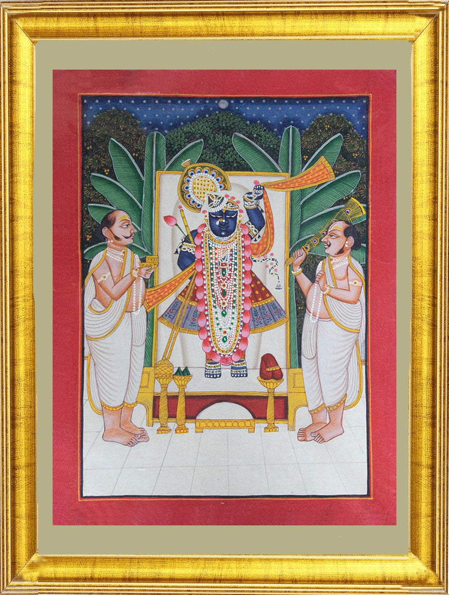 Buy Pichwai Painting  The worship of Shrinathji (Framed) Online