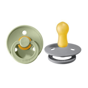 BiBS Classic Round Pacifier Set of Two, Sage + Cloud
