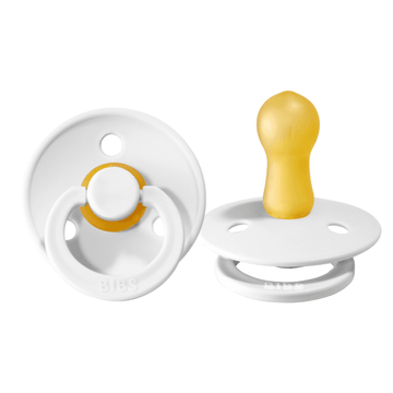 BiBS Classic Round Pacifier Set of Two, White