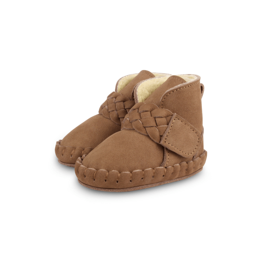 Mace Shearling Leather Baby Boots, Hazelnut