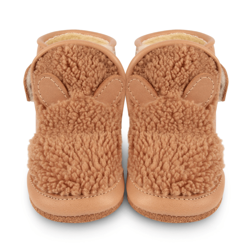 Richy Shearling Leather Baby Boots, Teddy Bear
