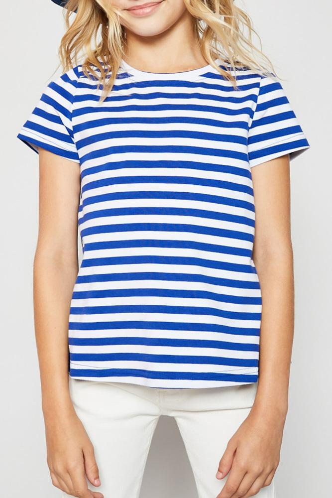 stripe cotton-back tee for tween girls blue