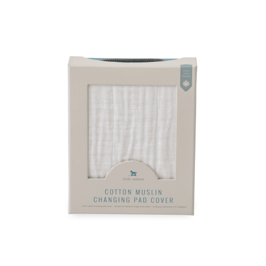 Cotton Muslin Changing Pad Cover, White