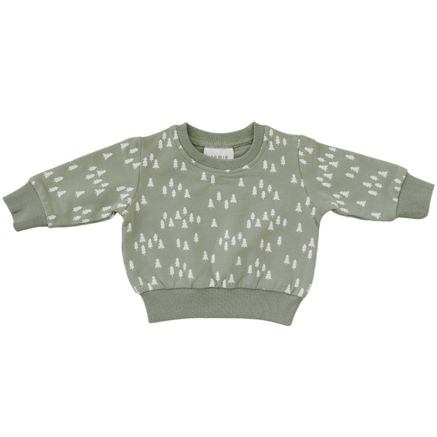 Mebie Baby French Terry Crewneck, Pines