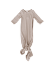 Mebie Baby Organic Ribbed Cotton Knotted Baby Gown, Oatmeal