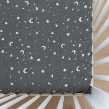 Mebie Baby Cotton Muslin Crib Sheet, Night Sky