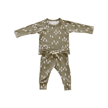 Long Sleeve Two-Piece Set, Olive Pines