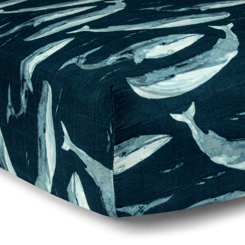Bamboo Crib Sheet, Blue Whale