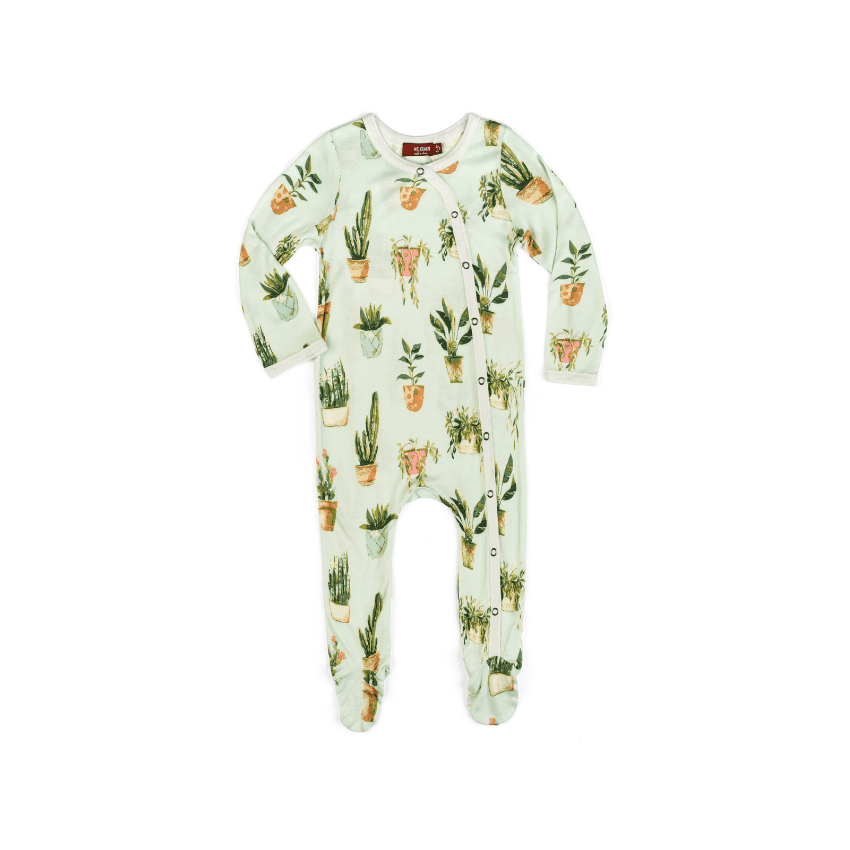 Bamboo Footed Romper, Potted Plants